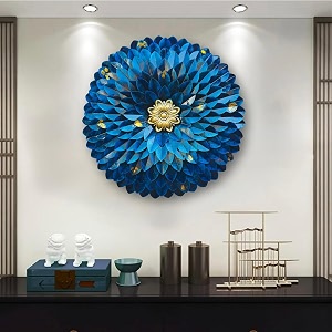 pranjals house rustic blue flower metal wall art frame wall hangings for home decoration wall sculpture for living room wall hanging decorative items for bedroom size 24x24in