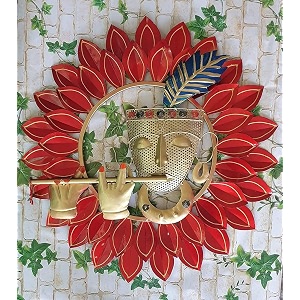 pranjals house rustic metal krishna playing basuri wall art frame wall hangings for home decoration wall sculpture for living room wall hanging decorative items for bedroom size 23x23 in