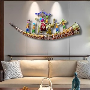 pranjals house metal wall hanging decor with led  rajasthani royal baarat wall art for living room bedroom amp office  large metal wall sculpture 46x19 inch