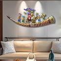 pranjals house Metal Wall Hanging Decor with LED | Rajasthani Royal Baarat Wall Art for Living Room, Bedroom &amp; Office | Large Metal Wall Sculpture 46x19 Inch