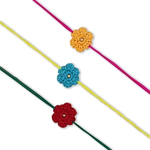 prapti handicrafts handmade designer crochet eco-friendly rakhi for brotherssisterskids combo pack