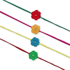 prapti handicrafts handmade designer crochet eco-friendly rakhi for brotherssisterskids combo pack