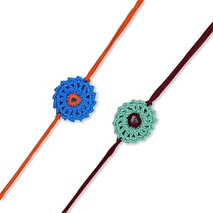 prapti handicrafts handmade designer crochet eco-friendly rakhi for brotherssisterskids combo pack