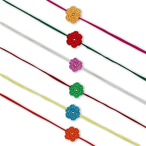 prapti handicrafts handmade designer crochet eco-friendly rakhi for brotherssisterskids combo pack
