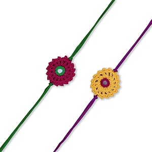 prapti handicrafts handmade designer crochet eco-friendly rakhi for brotherssisterskids combo pack
