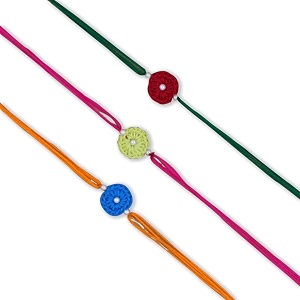prapti handicrafts handmade designer crochet eco-friendly rakhi for brotherssisterskids combo pack