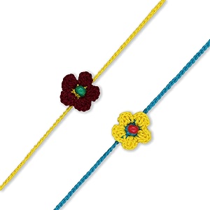 prapti handicrafts handmade designer crochet eco-friendly rakhi for brotherssisterskids combo pack
