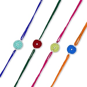 prapti handicrafts handmade designer crochet eco-friendly rakhi for brotherssisterskids combo pack