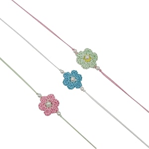 prapti handicrafts handmade designer crochet eco-friendly rakhi for brotherssisterskids combo pack