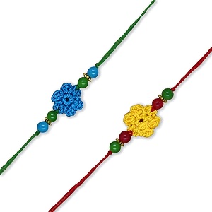 prapti handicrafts handmade designer crochet eco-friendly rakhi for brotherssisterskids combo pack