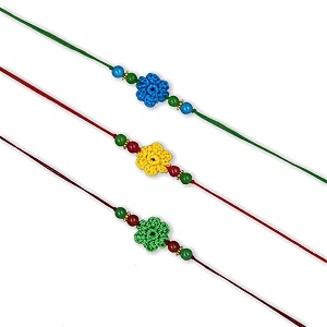 prapti handicrafts handmade designer crochet eco-friendly rakhi for brotherssisterskids combo pack