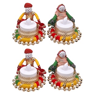 prapti handicrafts handmade tealight candle holders for diwali decorationhome decor gifts itemsdiya for home office poojadurga puja gift sets puppet diya pack of 4