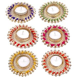 prapti handicrafts handmade tealight candle holders for diwali decorationhome decor gifts itemsdiya for home office poojadurga puja gift sets multi ring big pack of 6