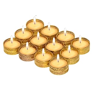 prapti handicrafts handmade tealight candle holders for diwali decorationhome decor gifts itemsdiya for home office poojadurga puja gift sets golden candle holder pack of 15