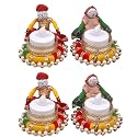 Prapti Handicrafts Handmade Tealight Candle Holders for Diwali Decoration,Home Decor Gifts Items/Diya for Home Office Pooja,Durga Puja Gift Sets (Puppet Diya, Pack of 4)