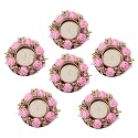 Prapti Handicrafts Handmade Tealight Candle Holders for Diwali Decoration,Home Decor Gifts Items/Diya for Home Office Pooja,Durga Puja Gift Sets (Pink Rose 6, Pack of 6)
