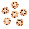 Prapti Handicrafts Handmade Tealight Candle Holders for Diwali Decoration,Home Decor Gifts Items/Diya for Home Office Pooja,Durga Puja Gift Sets (Peach Rose 6, Pack of 6)