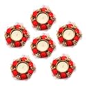 Prapti Handicrafts Handmade Tealight Candle Holders for Diwali Decoration,Home Decor Gifts Items/Diya for Home Office Pooja,Durga Puja Gift Sets (red Rose, Pack of 6)