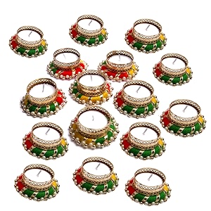 prapti handicrafts handmade tealight candle holders for diwali decorationhome decor gifts itemsdiya for home office poojadurga puja gift sets multi ring small pack of 15