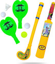 Prapti Mart Super Combo Bat Ball Racket Hockey for Kids Indoor Outdoor Toys Age 2 Year + Hockey Kit
