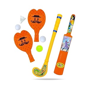 superb combo plastic bat-ball racket amp hockey for kids indoor outdoor toys age 2 year plus
