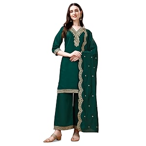 Pratham Blue Kurta Set for Women Silk