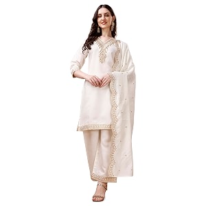 Pratham Blue Kurta Set for Women Silk