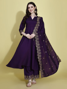 PRATHAM BLUE Women Kurta Palazzo Dupatta Set
