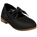 Casual Leather Girl's Bellie, Trendy Bow Style Flat Ballet for Baby Girl's (Black)- 12 Months-18 Months