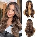 24 Inches Long Wavy Wigs Cosplay Costume Party Wig for Women Afro High Temperature Hair Wigs (Mix Brown)