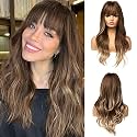 24 Inches Long Wavy Wigs Cosplay Costume Party Wig for Women Afro High Temperature Hair Wigs (Long Brown Ombre Blonde)
