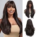 24 Inches Long Wavy Wigs Cosplay Costume Party Wig for Women Afro High Temperature Hair Wigs (Dark Brown)