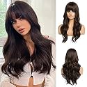 24 Inches Long Wavy Wigs Cosplay Costume Party Wig for Women Afro High Temperature Hair Wigs (Black Brown)