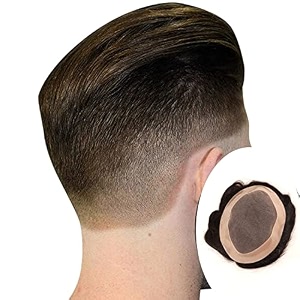 australian hair patch for men - 100 human hair natural looking pu thin front lace systemtoupeewig non-surgical replacement solution brown 9x7