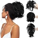 Claw Clip Messy Hair Buns Ash Blonde Curly Wavy Hairpieces Updos Chignon Synthetic Hair Scrunchies Hair Bun Hair Pieces for Women - Brown (Pack of 1PCS)