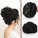 Messy Bun Hair Clip on Hair Piec with Claw Clip Curly Wavy Hair Buns Tousled Updo Hair Buns Extensions Updo Hair Accessories Ideal for Women (Black)