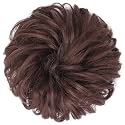 Messy Hair Bun Pieces Elastic Band Wavy Curly Hair Scrunchies Extensions Synthetic Fibre Chignon Hairpieces - Dark Auburn (1 PCS)