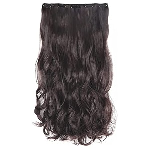 women39s full head 18 inch hair extension wig - synthetic natural wavy brown hair pieces with 5 clip wig cheap fluffy amp not tangled - 3 brown