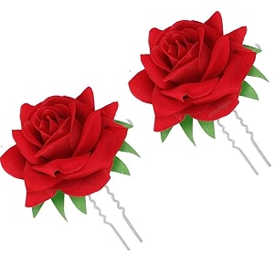 women39s rose flower hairpin floral hair clips for wedding party hairstyles pack of 2