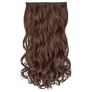 women hair extension full head wig 22 inch synthetic hair pieces with 5 clip wig cheap fluffy amp not tangled women and girls light brown