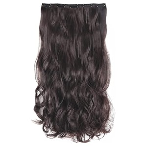 women hair extension full head wig 22 inch synthetic hair pieces with 5 clip wig cheap fluffy amp not tangled women and girls 2 dark brown