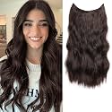 Women Hair Extension Full Head Wig 22 Inch Synthetic Natural Wavy Hair Pieces with 5 Clip Wig Cheap Fluffy &amp; Not Tangled Women and Girls - (4# dark brown)