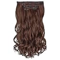 Women Hair Extension Full Head Wig 22 Inch Synthetic Natural Wavy Dark Brown Hair Pieces with 14 Clip Wig Cheap Fluffy &amp; Not Tangled Women and Girls - (10# brown wavy)
