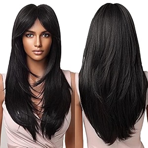 women hair wig black 25 inches wavy wig  washable full head hair wig for birthday party wedding halloween and cosplay