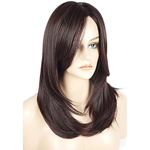 women hair wig brown 24 inches long straight wig  washable full head hair wig for birthday party wedding halloween and cosplay