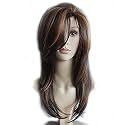 Women Hair Wig Brown Blonde Highlight 24 Inches Long Curly Wig | Washable Full Head Hair Wig for Birthday, Party, Wedding, Halloween and Cosplay