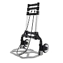 Pravyta 80 Kg Aluminum Alloy Heavy Duty Trolley Cart Foldable Telescopic Handle Rolling Trolley Cart, for Home Travel Gift and Supermarket Grocery Cart (80 Kg Luggage Trolley)