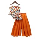 Prawah Girls Printed Western Top and Orange