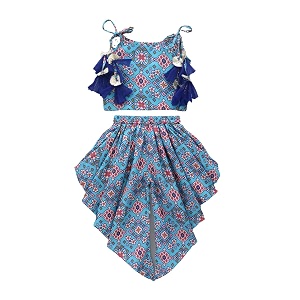 Prawah Kids Girls Rayon Patola Printed Crop