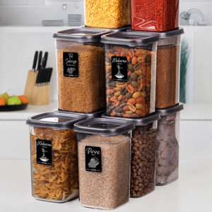 prayati plastic grocery container  - 1200 ml pack of 6 grey